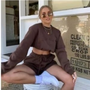 High Quality Cotton Two Piece Winter Jogger sets shorts pants and long sleeves